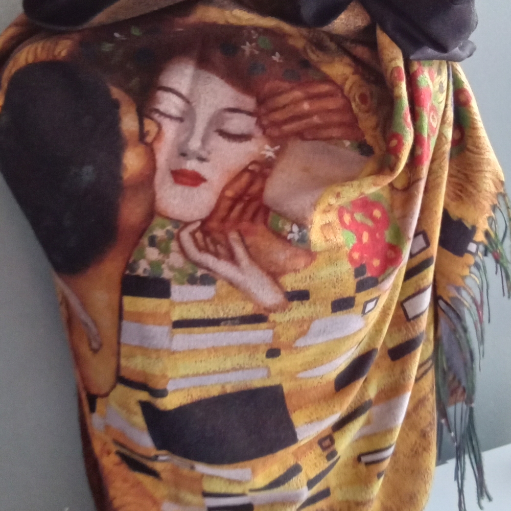 Gustav Klimt The Kiss Art Print Scarf‎ Shawl Wrap